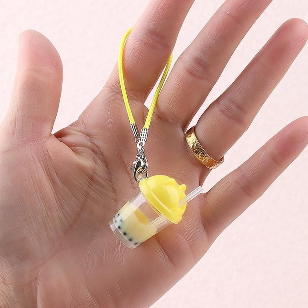 Миниатюрный брелок для сумки, брелок для ключей от машины с пузырьковым чаем, милый брелок в виде кофейной чашки для женщин и девушек