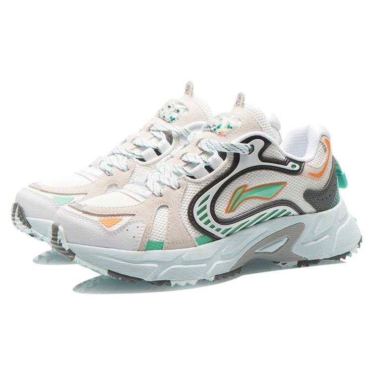 Кроссовки для бега Li Ning Женские Низкие Стандартные Белый/Темно-серый Зеленый ARLR012-1
