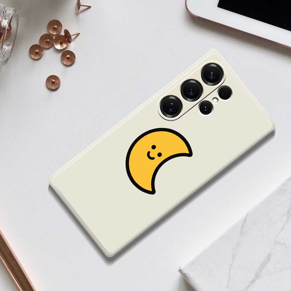 Чехол для Samsung Galaxy S25 Ultra Желтый Лунный Узор Печать Прямой Край ТПУ Задняя Крышка Телефона