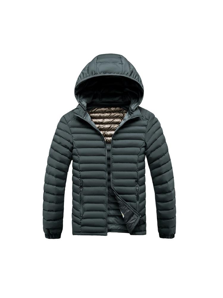 Служебная хлопковая куртка Мужские модели Зимняя Однотонная Съемный капюшон Приталенная Утепленная Куртка Удобная и Универсальная куртка