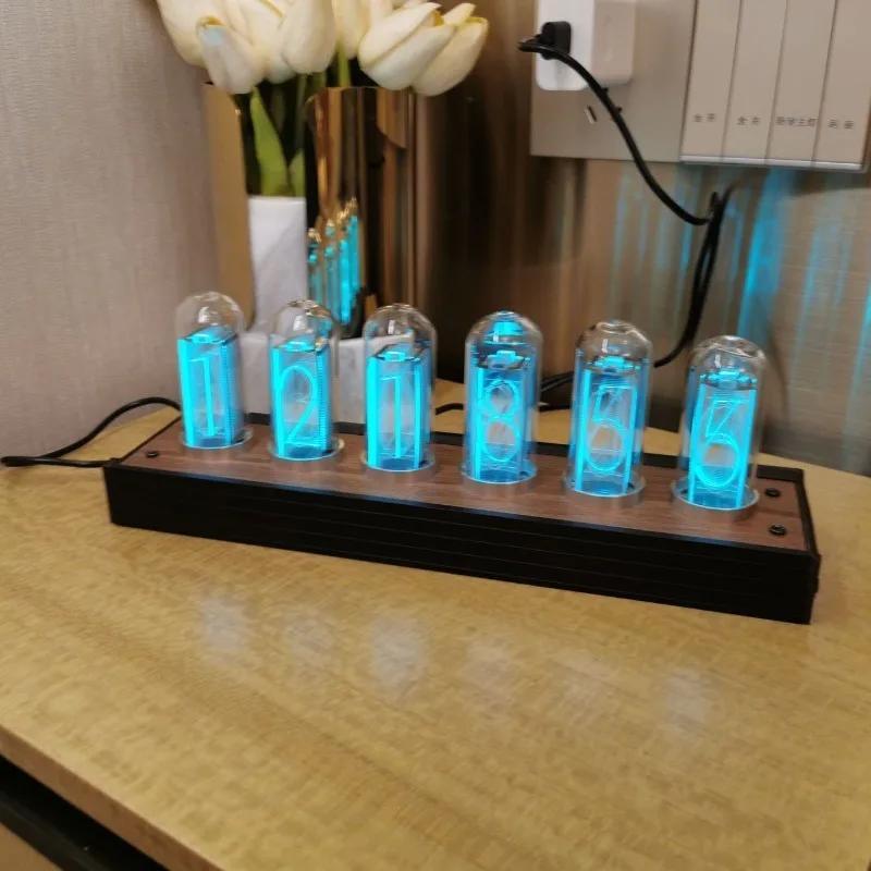 Цифровые стеклянные часы Nixie LED Часы Календарь Мини Настольные часы Бесшумный Современный Будильник Прикроватная тумбочка Часы Дизайн