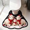 Non-slip Bathroom Floor Rug Sheep Pattern Bath Mat Novelty Toilet U-shaped Mat  Household