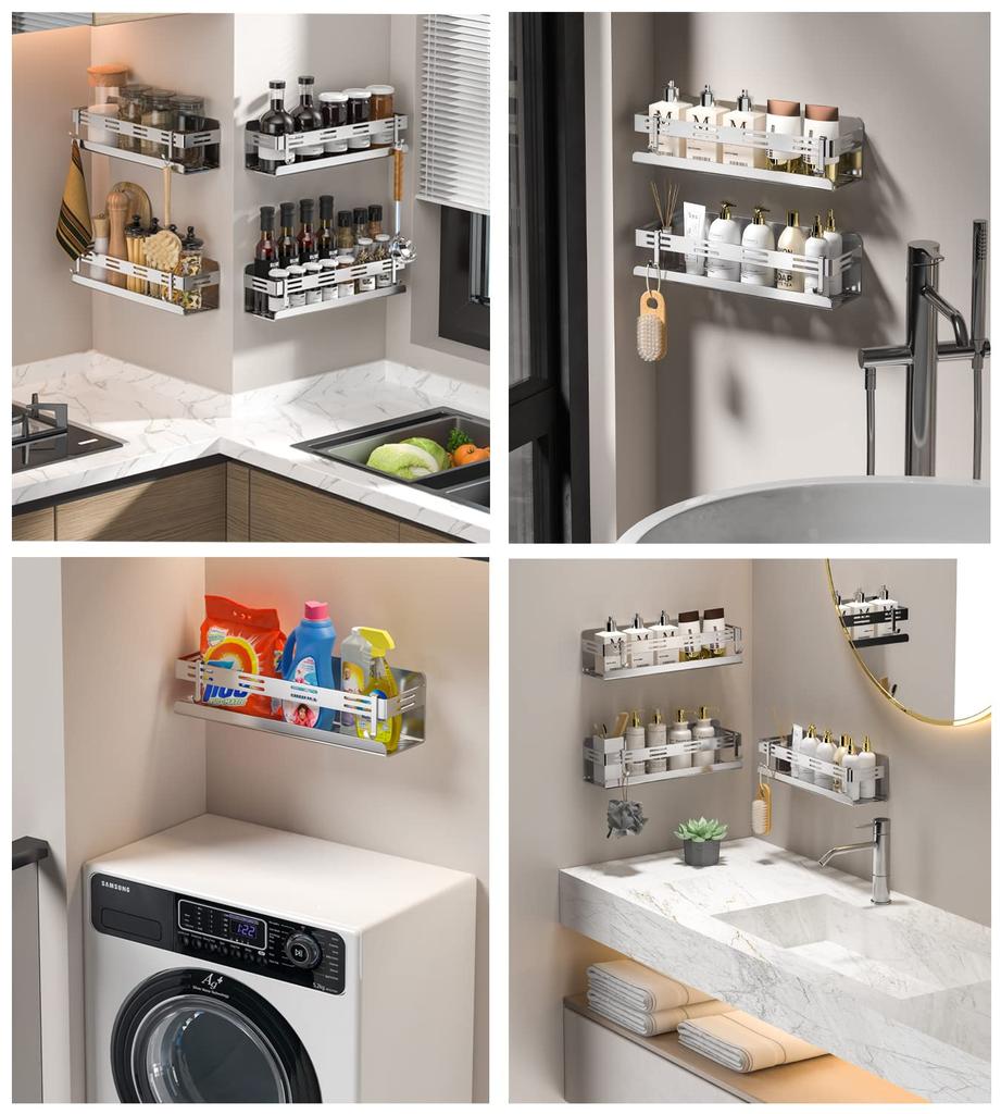 Agaou Bathroom Magnetic Shower Bath 304 Stainless Waterproof and W30 X D10 X Strong Magnetic Storage Shelf Rack for Refrigerator Dish Wall Shelf with