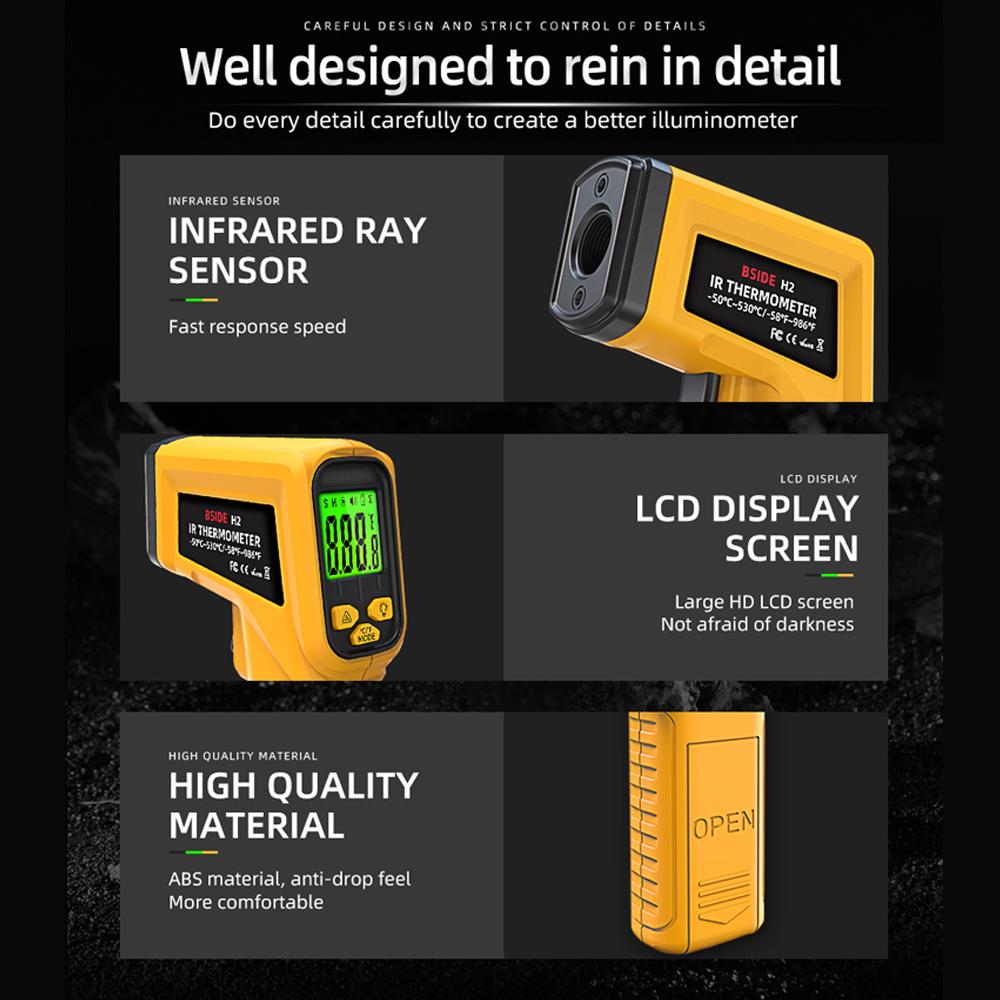 -50~530 по Цельсию Ручной лазерный инфракрасный термометр 12:1 бесконтактное цифровое позиционирование цели
