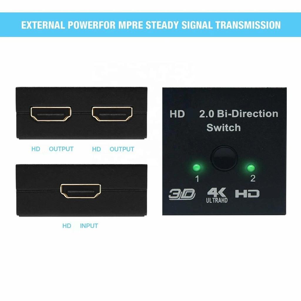 Совместимый с HDMI 2.0 2 порта 4K 1080P 2x1 1x2 Переключатель KVM Двунаправленный Переключатель UHD 4Kx2K 3D HD 2 входа 1 выход HDMI Сплиттер