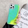 Неоновый Светящийся Песок Жидкий Чехол для Телефона для iPhone 16 Pro Max, Светящийся в Темноте Градиентный Флуоресцентный Чехол