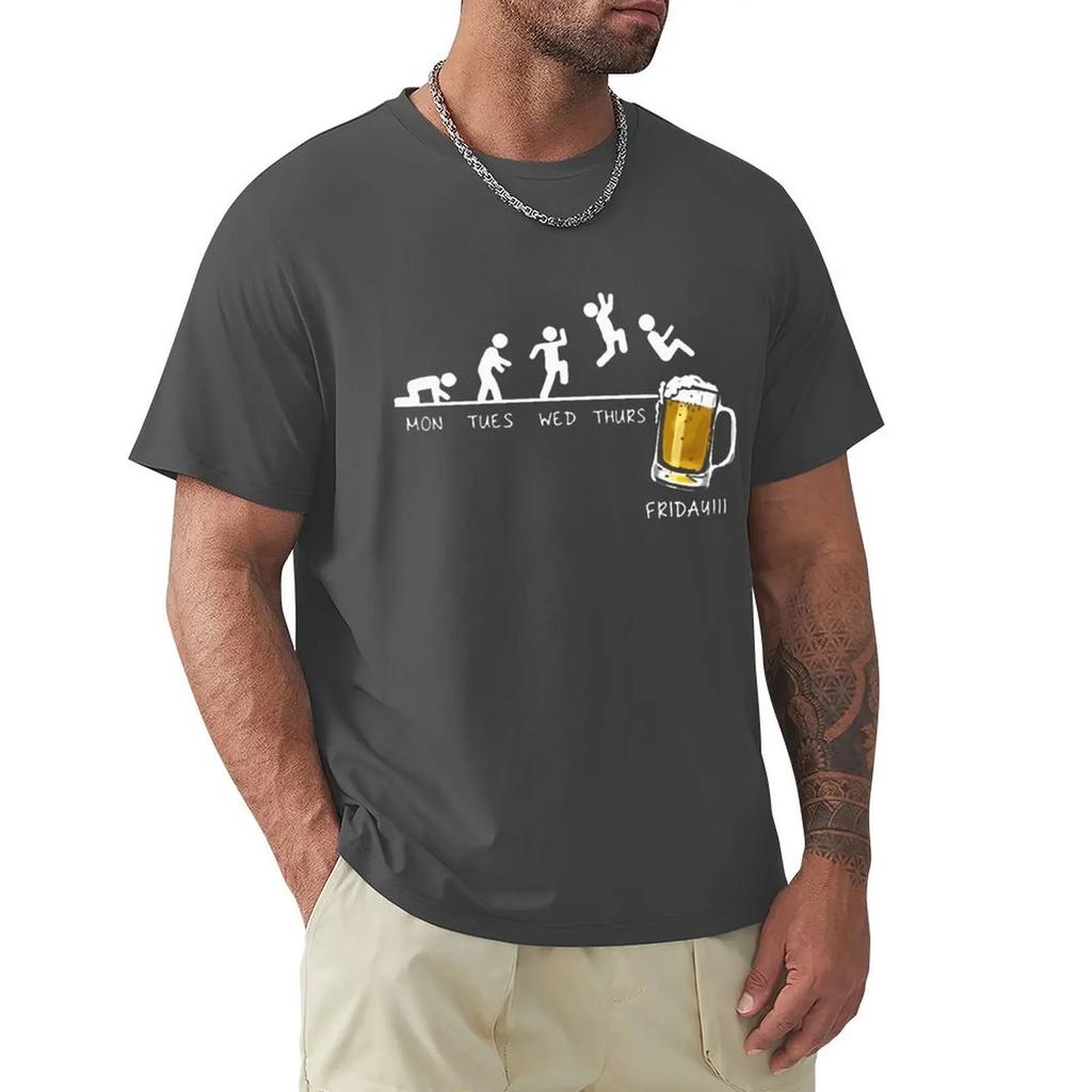 Футболка Friday Beer Drinking Men T Shirt Time Schedule Funny Monday TuesdayThursday Digital Print Cotton T Shirt