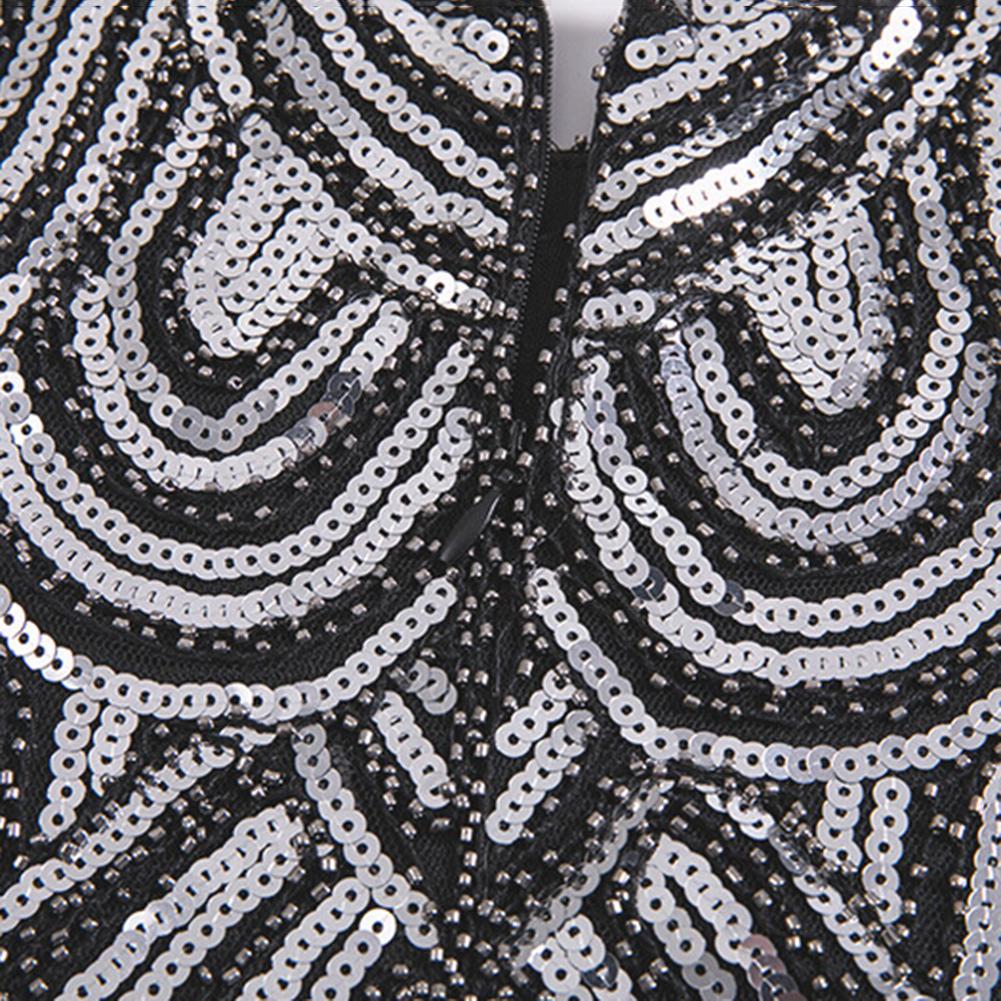 Модная женская одежда, винтажное женское платье с блестками и кисточками, шею без рукавов, банкетное, коктейльное платье