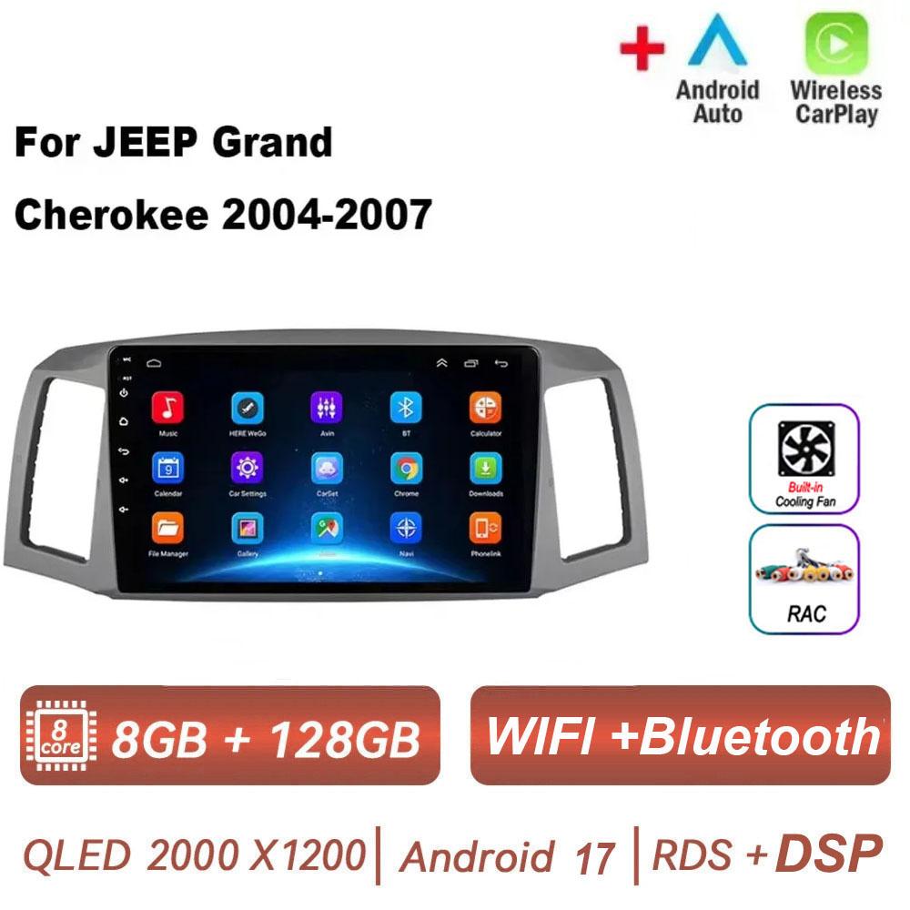 Android 17 pour JEEP Grand Cherokee WK 2004 2005 2006 2007 Carplay Auto Multimédia Autoradio Navigation Lecteur Vidéo WIFI 4G DSP