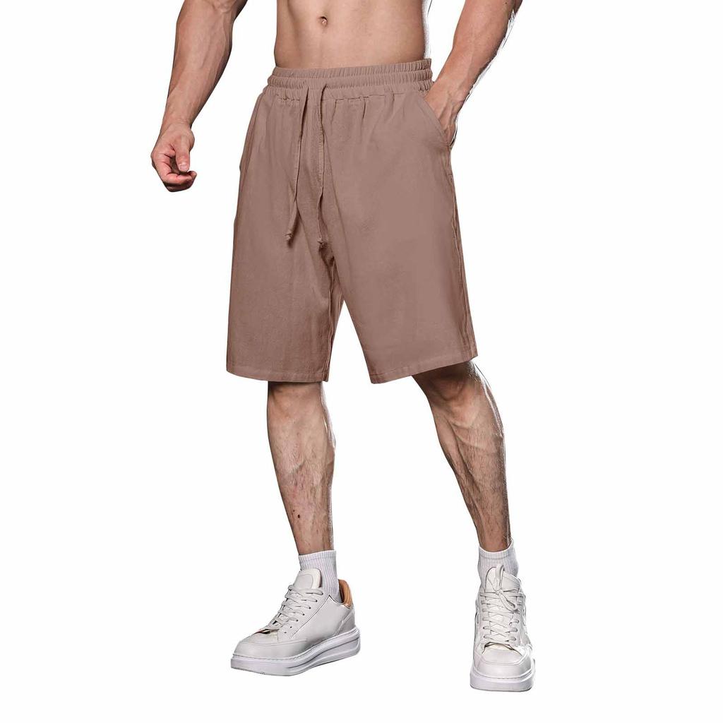 Мужские повседневные шорты на шнурке Мужские дышащие шорты из хлопка и льна