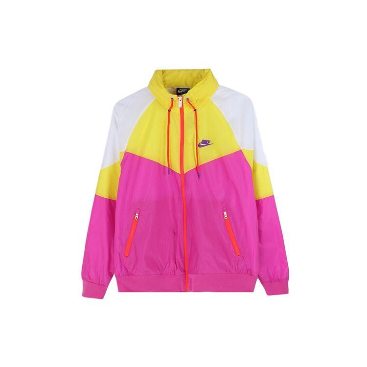 Nike Куртка с капюшоном Windrunner Colorblock Мужские куртки Желтый Фиолетовый AR2210-623