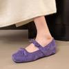 2025Inner Increase Flat Spring New Square Head Shallow Mouth Suede Butterfly Knot Set Foot Soft Sole Non-slip Single Shoes
