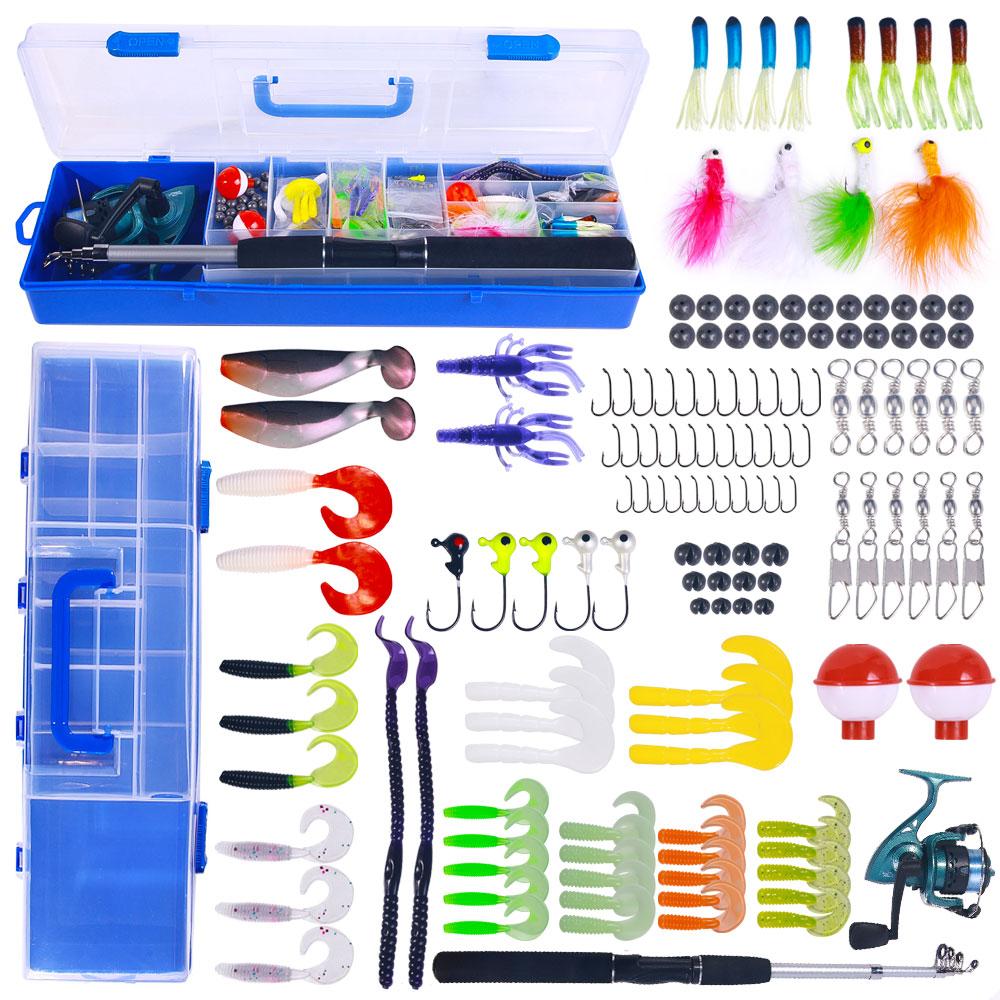 Fishing Tackle Boxes Fishing Pole Set Full Kits With Telescopic Fishing Rod And Spinning Reel Baits Hooks Travel Pole Set