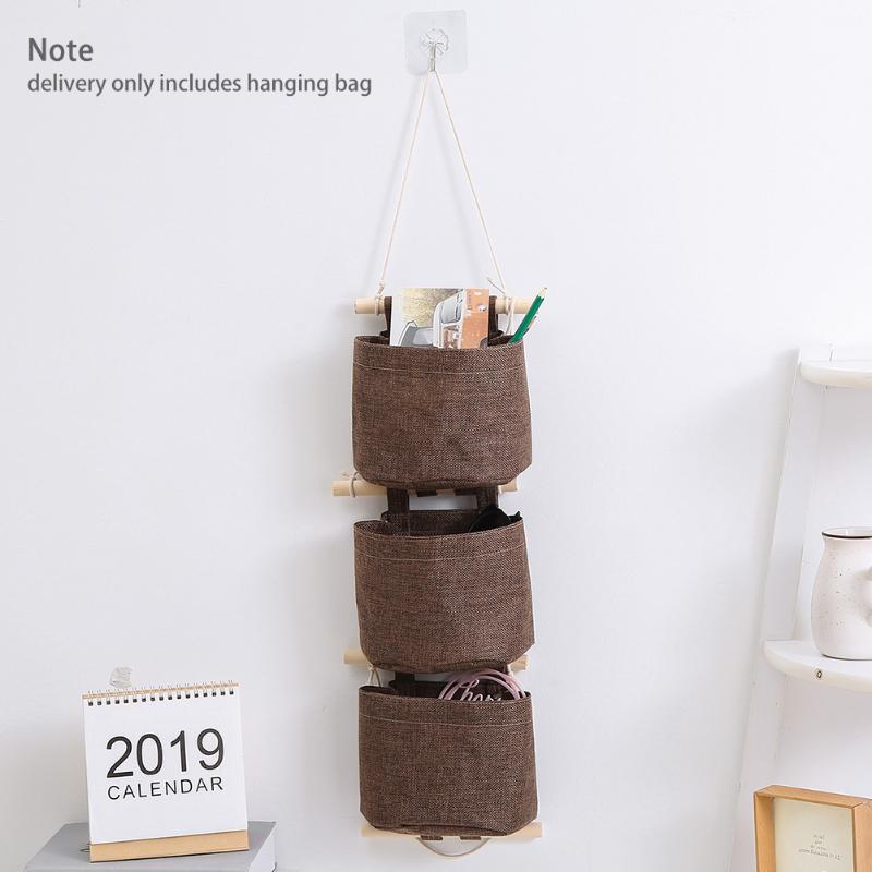 Sundries Home Decor Pockets Hanging Storage Bag Bathroom Wall Door Foldable Detachable Wardrobe Cotton Linen Closet Organizer