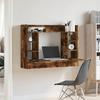 VidaXL Bureau mural chêne fumé 105x48x75 cm bois d'ingénierie, table murale, table suspendue murale, bureau mural avec 847972