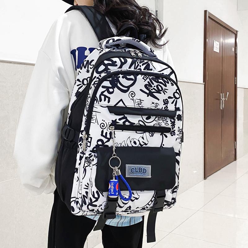 Школьная сумка с граффити, женский старшеклассник, большой вместительный рюкзак с героями мультфильмов