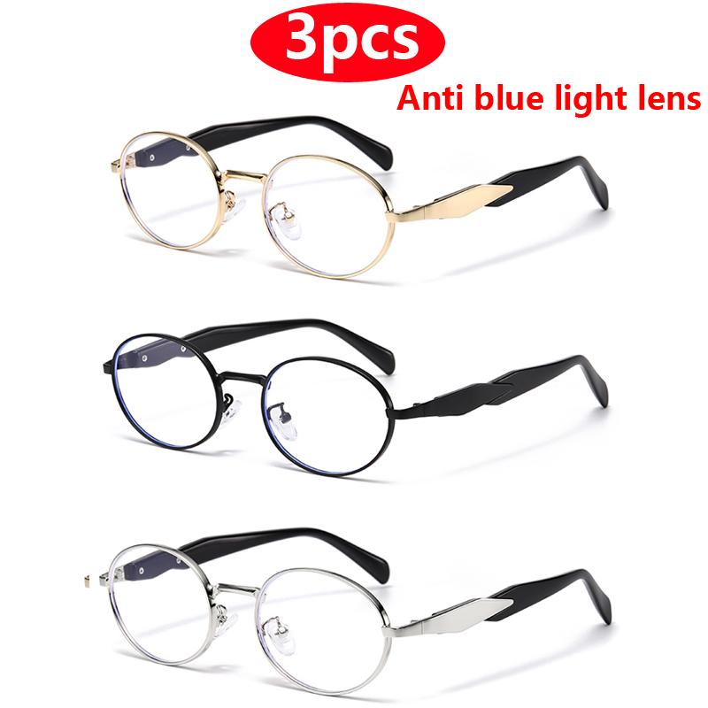 Luxury Brand 3Pcs Oval Sunglasses Women Men Metal Retro Trend Outdoor Sun Glasses High Quality Classic Men Eyewear Uv400