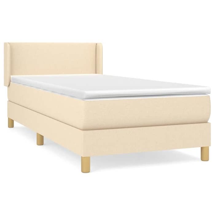 3130094 vidaXL Divan Bed with Mattress Cream 100x200 Cm Fabric