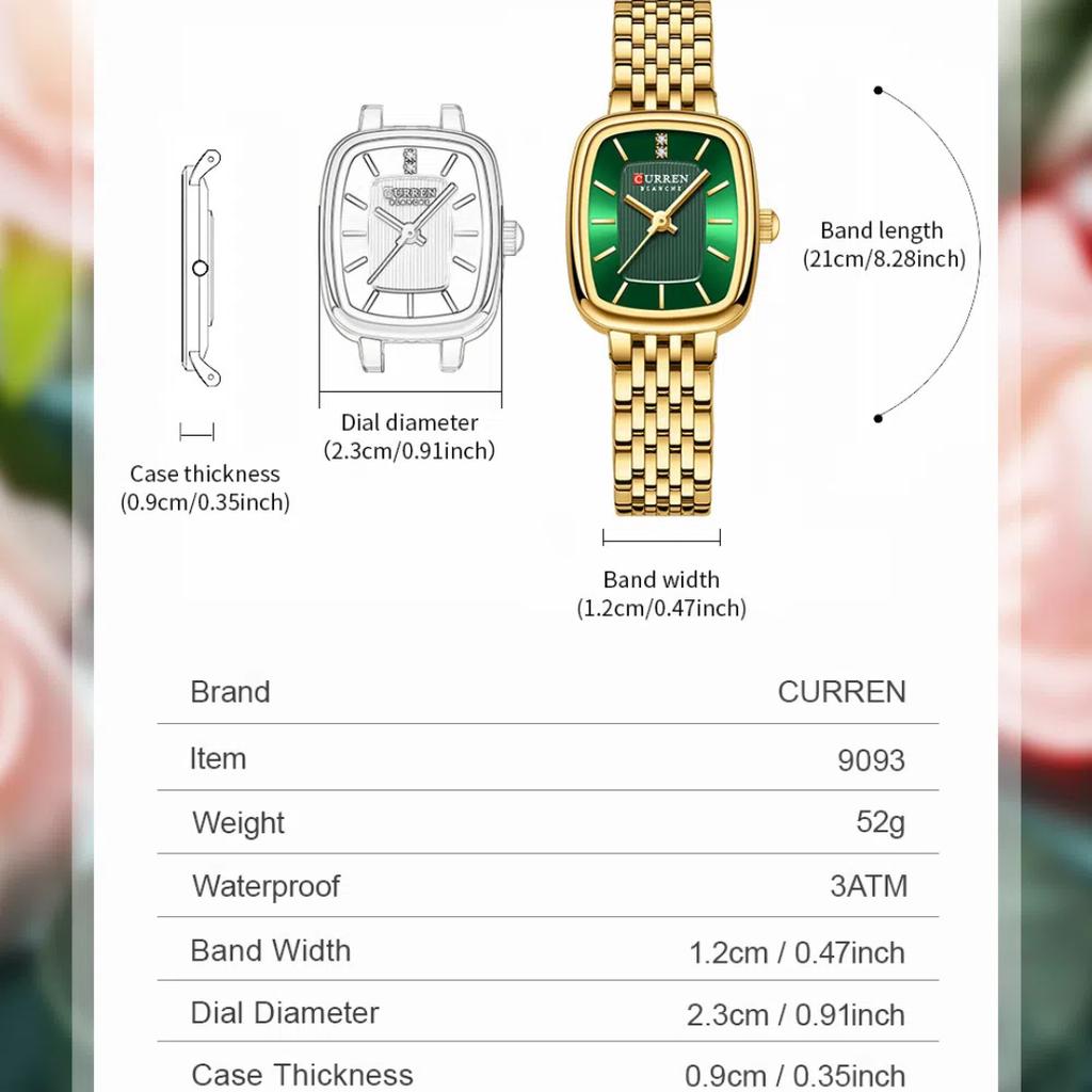 CURREN Модные Кварцевые Женские Часы Простой Элегантный Квадратный Циферблат Золотой Ремешок из Нержавеющей Стали Водонепроницаемые Повседневные Деловые Часы