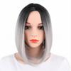 Premium Synthetic Wigs for Women Medium Length Bob Wig Natural Hair Styles Ombre Grey Wigs Black Roots Fake Scalp Drag Queen Wig