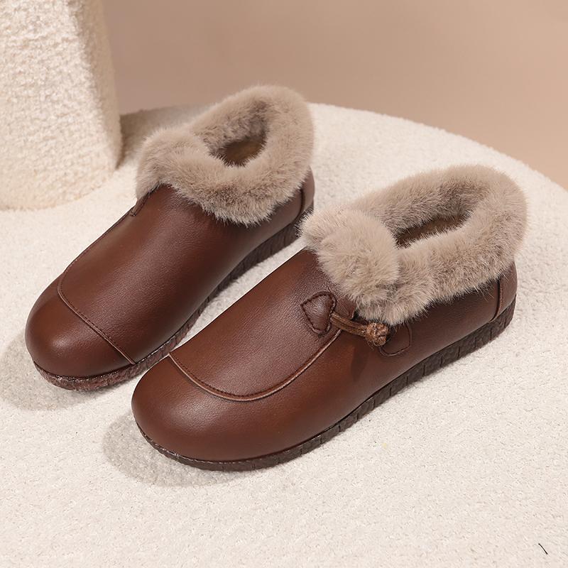Модные женские новые осенне-зимние теплые маленькие кожаные туфли из мягкой кожи и бархата, простые мелкие слипоны, шапка-бини, хлопковые туфли