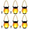 Solar Flame Light Rechargeable Hanging Courtyard Decoration Garden Lantern Lighting Lamp with Hemp Rope Outdoor Camp Decor Lamp