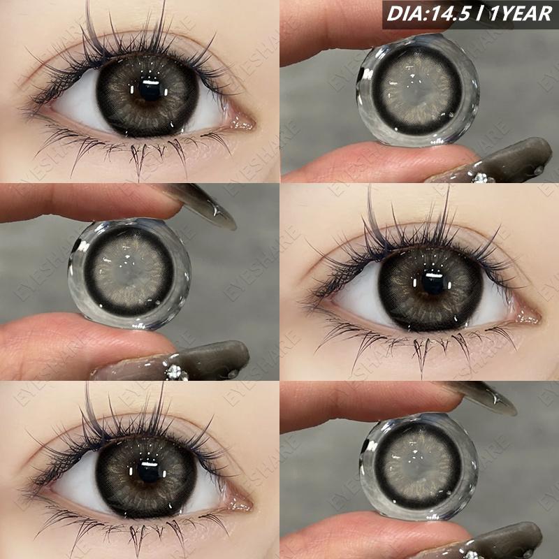 Eyeshare Various Styles of Colored Contact Lenses, Sweet and Cute Pink Contact Lenses, Gentle and Smart Blue and Gray Lenses, 2 Pieces/Pair Per Year