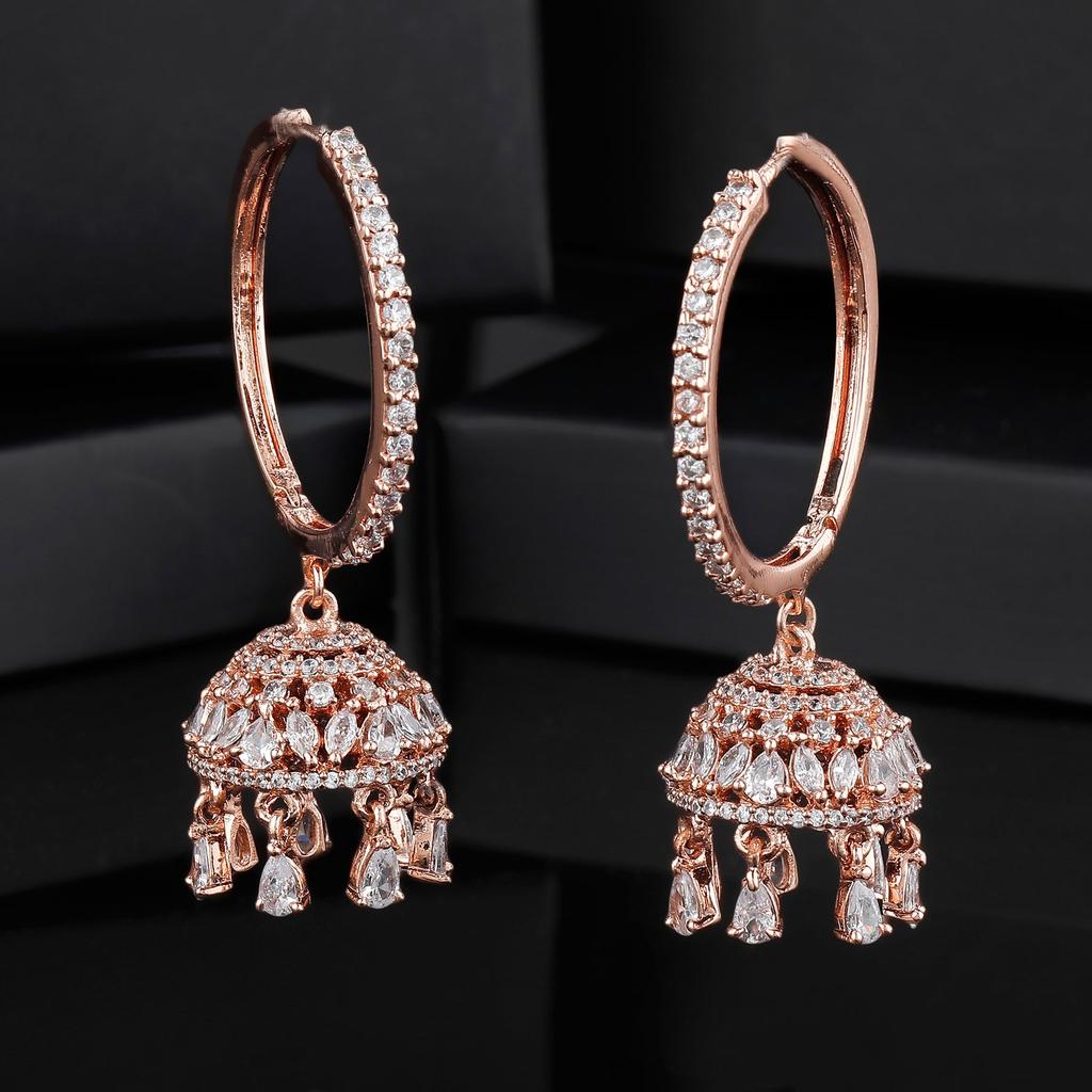 Очаровательные женские серьги Estele Jhumki с покрытием из розового золота и CZ