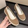 Женские летние туфли-лодочки с круглым носком и мелким вырезом, на толстой подошве, удобные, дышащие, слипоны, повседневные