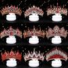 Luxury Gold Red Crystal Rhinestone Tiaras And Crowns Queen Princess Diadem Wedding Hair Accessories For Bride Women Hair Jewelry