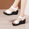 6cm Big Size 32-43 Comfortable Wavy Soft Leather Sandals Platform Shoes 2025 Summer Med Heels Wedges Sandals for Office Mom