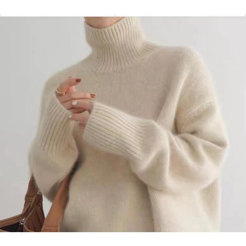 Модные пуловеры, вязаные водолазки, свитера для женщин, осень и зима, кашемир, однотонный, свободный, повседневный свитер, женские элегантные, мягкие, теплые, трикотажные джемперы 25466