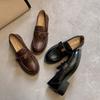 Камелия женские весенне-осенние ретро британские универсальные туфли на плоском каблуке повседневные одинарные туфли маленькие кожаные туфли