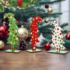 3Pcs/Set Wooden Mini Christmas Tree Ornament Rustic Xmas Tree Table Sign Home Office Holiday Party