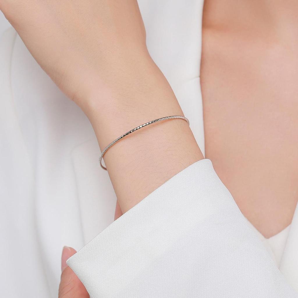 MODIAN Solid 925 Sterling Silver Classic Basic Snake Chain Bracelet Elastic Simple Bangle For Women Fine Jewelry Birthday Gift