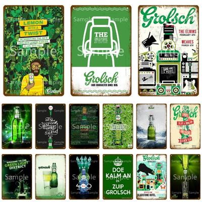 Лимон с изюминкой Наклейки Grolsch Питьевой Постер Винтажные Металлические Жестяные Таблички Пиво Бар Паб Клуб Ресторан Настенное Украшение YL052