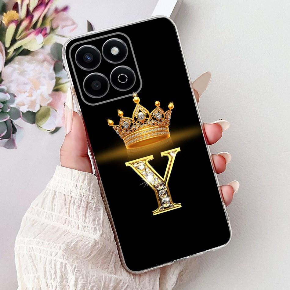 Модный Чехол-Корона с Буквой для Honor X7c Для HonorX7c X 7C 4G Мягкий Силиконовый TPU Чехлы