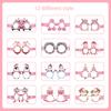 12pcs Pink Christmas Paper Glasses Snowman Penguin Reindeer Bell Santa Claus Paper Glasses Frame Christmas Photo Props Kid Gift