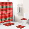 Christmas Shower Curtain Floor Mat Combination Four-Piece Set Kitchen Door Mat Bedroom Living Room Carpet