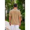 Plus Size Summer New Men's Retro Cotton and Linen Striped Henry Shirt Casual Loose Fitting Shirt