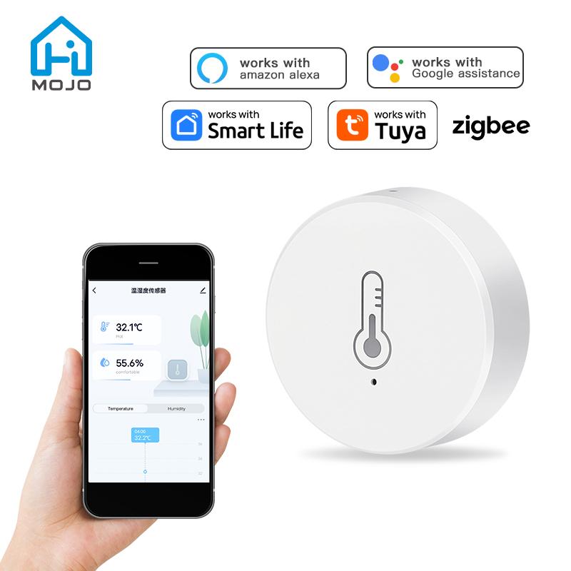 Датчик температуры и влажности Tuya ZigBee Mini, датчик влажности в помещении, работает с голосовым управлением через приложение Alexa Google Home