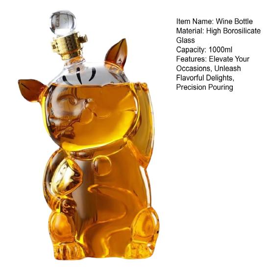 Графин для бутылки Whiskey Cat объемом 1000 мл, уникальный стеклянный графин для украшения бара Whiskey Fun
