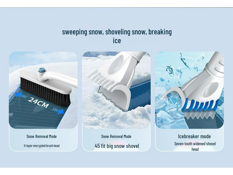 Телескопическая многофункциональная алюминиевая лопата для снега со скребком для льда для автомобилей