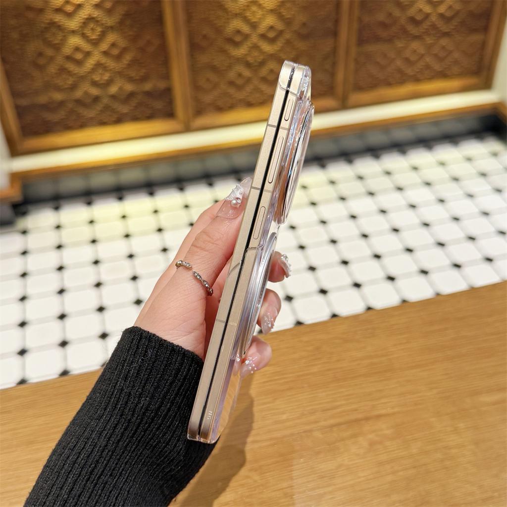 Чехол для Oppo Find N6 Жесткий ПК Прозрачная средняя петля Вращающееся кольцо-подставка Магнитная защитная задняя крышка для корпуса Find N6