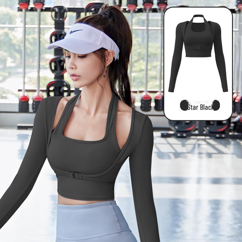 Juyitang Peach Halter Neck High-Intensity Yoga Top - Bra-Free Sports Suit