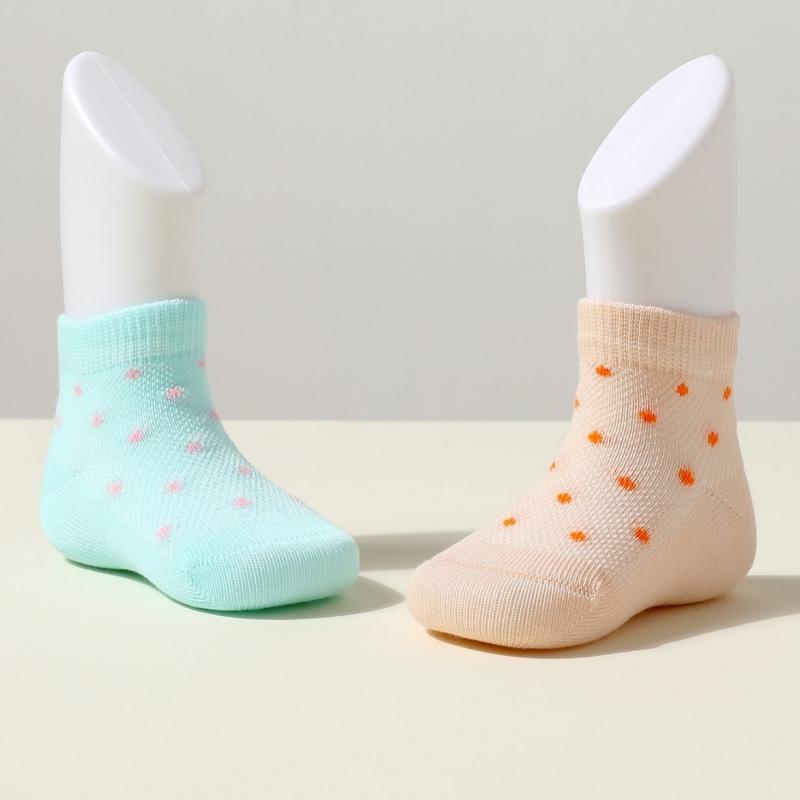 8pairs/set New Baby Socks Children's Summer Solid Color Dot Cotton Sock Kids Ankle Soft Socks