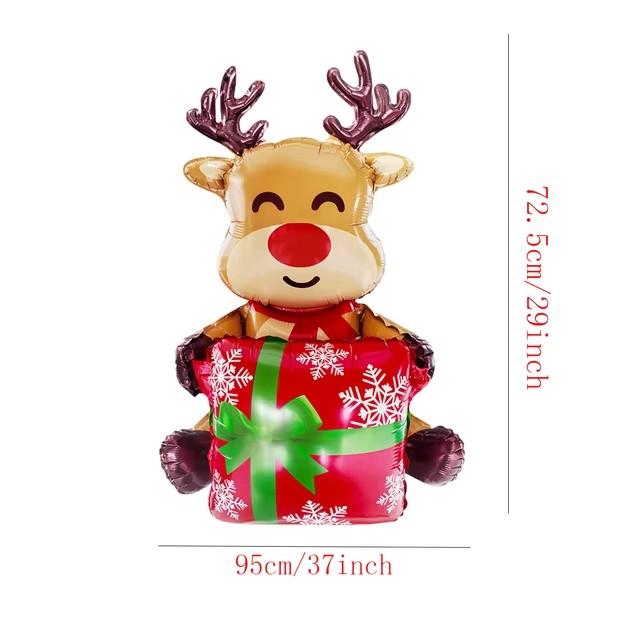 1pc 3D Gift Box Santa Claus Foil Balloons Gift Box Elk Balloon Christmas Decorations for Home Navidad 2025 Decor