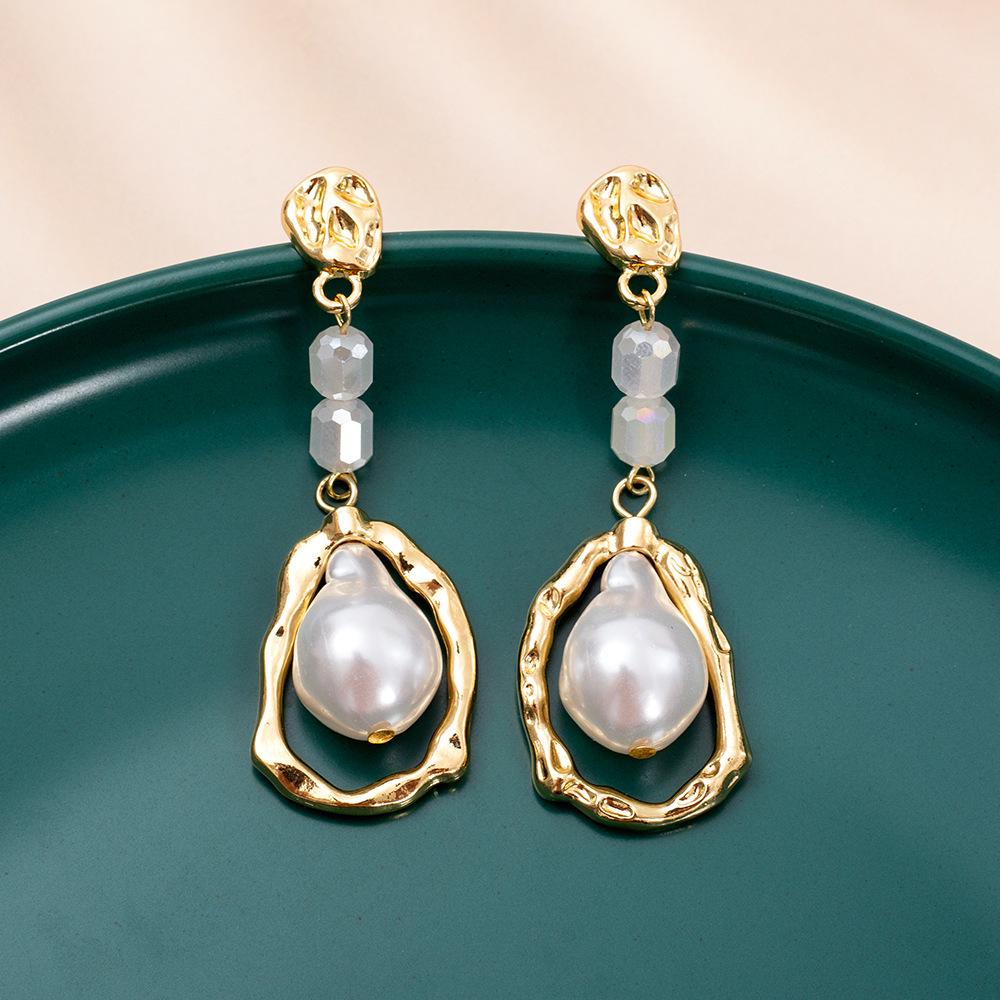 Корейские серьги-капли ручной работы из цинкового сплава с искусственным жемчугом