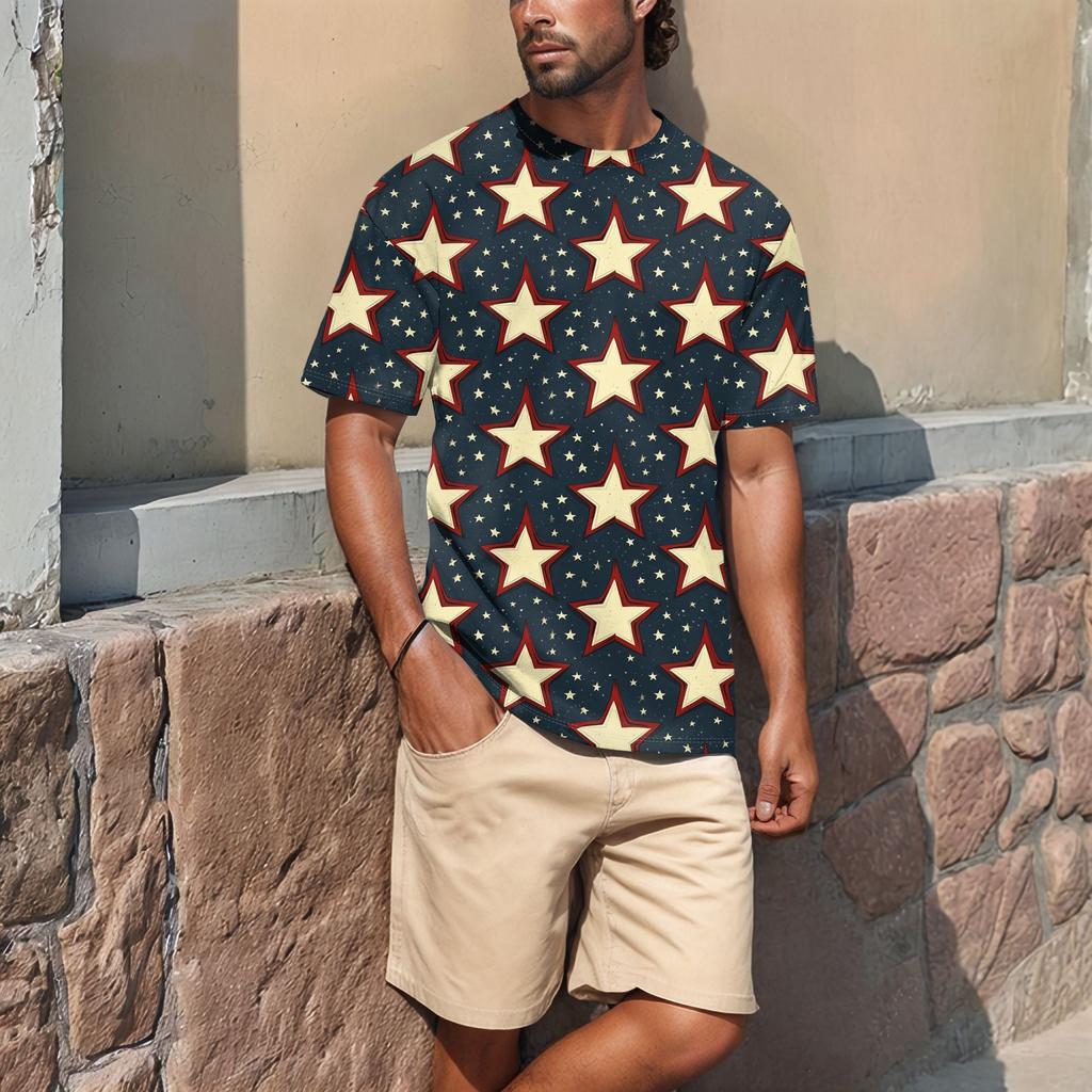 Летняя мужская популярная футболка с круглым вырезом и коротким рукавом с принтом