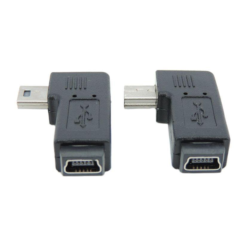 Mini USB 5pin угловой переходник «папа-мама» 90 градусов M-F угловой левый и правый удлиненный адаптер-коннектор